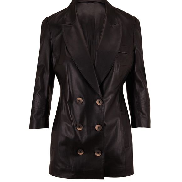 Zeynep Arcay Wrap Leather Blazer 38 black - Picture 3 of 10
